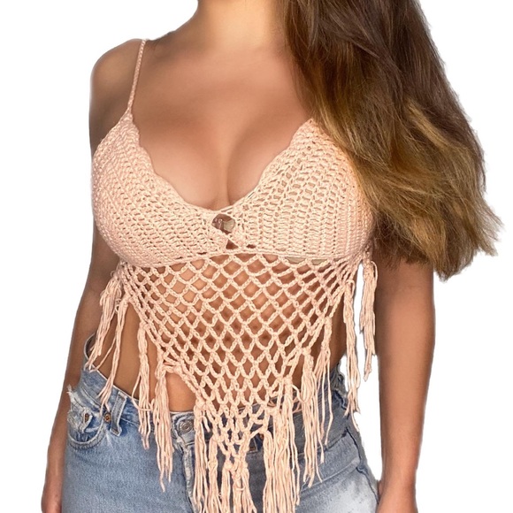 Tops - Pink Crochet crop  top